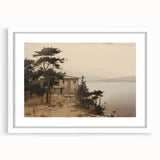 Vintage Landscape Art - Coastal House with Trees