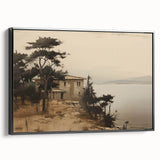 Vintage Landscape Art - Coastal House with Trees