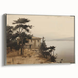 Vintage Landscape Art - Coastal House with Trees