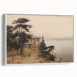 Vintage Landscape Art - Coastal House with Trees
