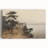 Vintage Landscape Art - Coastal House with Trees
