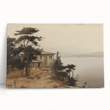 Vintage Landscape Art - Coastal House with Trees