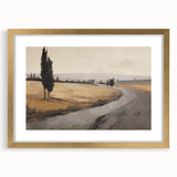 Vintage Landscape Art - Winding Road through Countryside