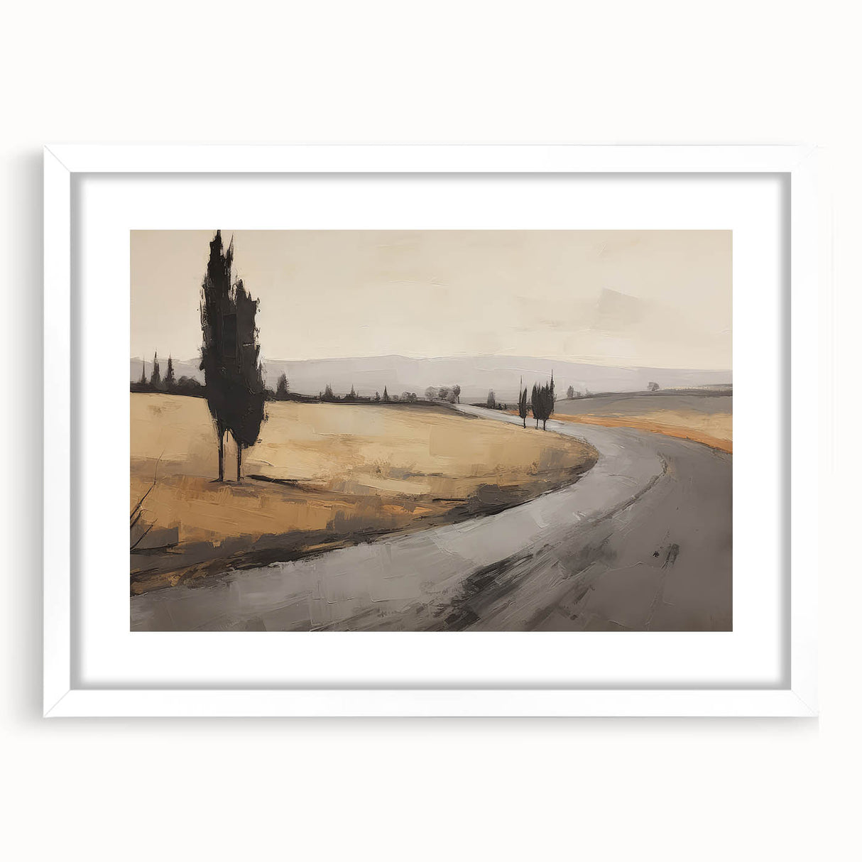 Vintage Landscape Art - Winding Road through Countryside