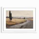 Vintage Landscape Art - Winding Road through Countryside