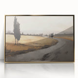 Vintage Landscape Art - Winding Road through Countryside