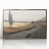 Vintage Landscape Art - Winding Road through Countryside