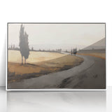 Vintage Landscape Art - Winding Road through Countryside