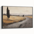 Vintage Landscape Art - Winding Road through Countryside