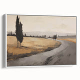 Vintage Landscape Art - Winding Road through Countryside