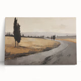 Vintage Landscape Art - Winding Road through Countryside