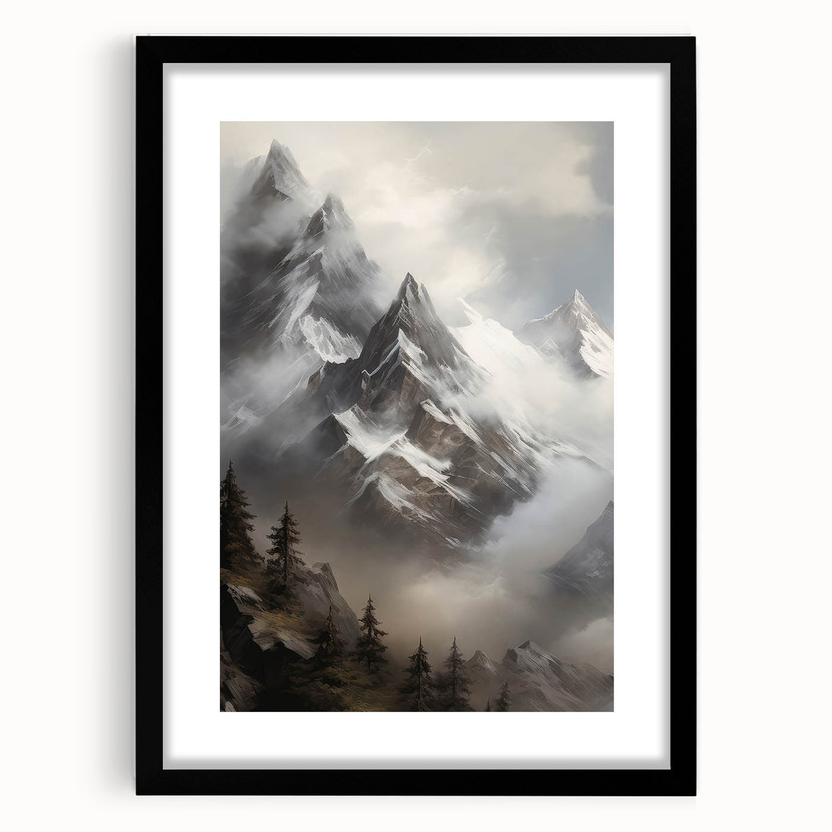 Misty Mountain Peaks – Vintage Landscape Wall Art for Nature Lovers