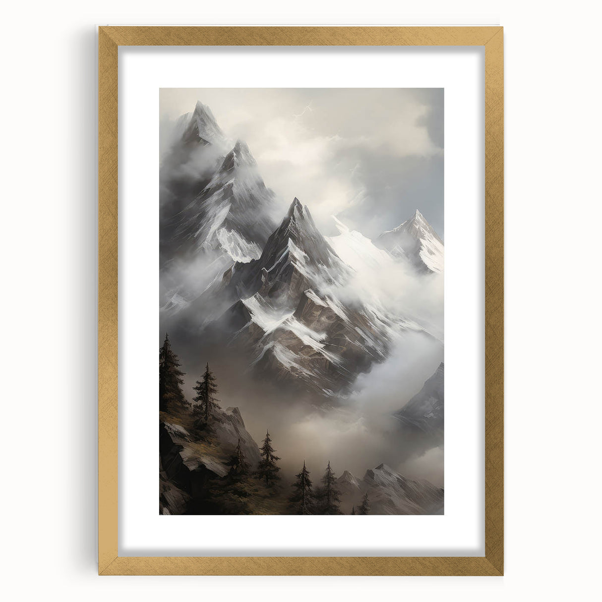 Misty Mountain Peaks – Vintage Landscape Wall Art for Nature Lovers