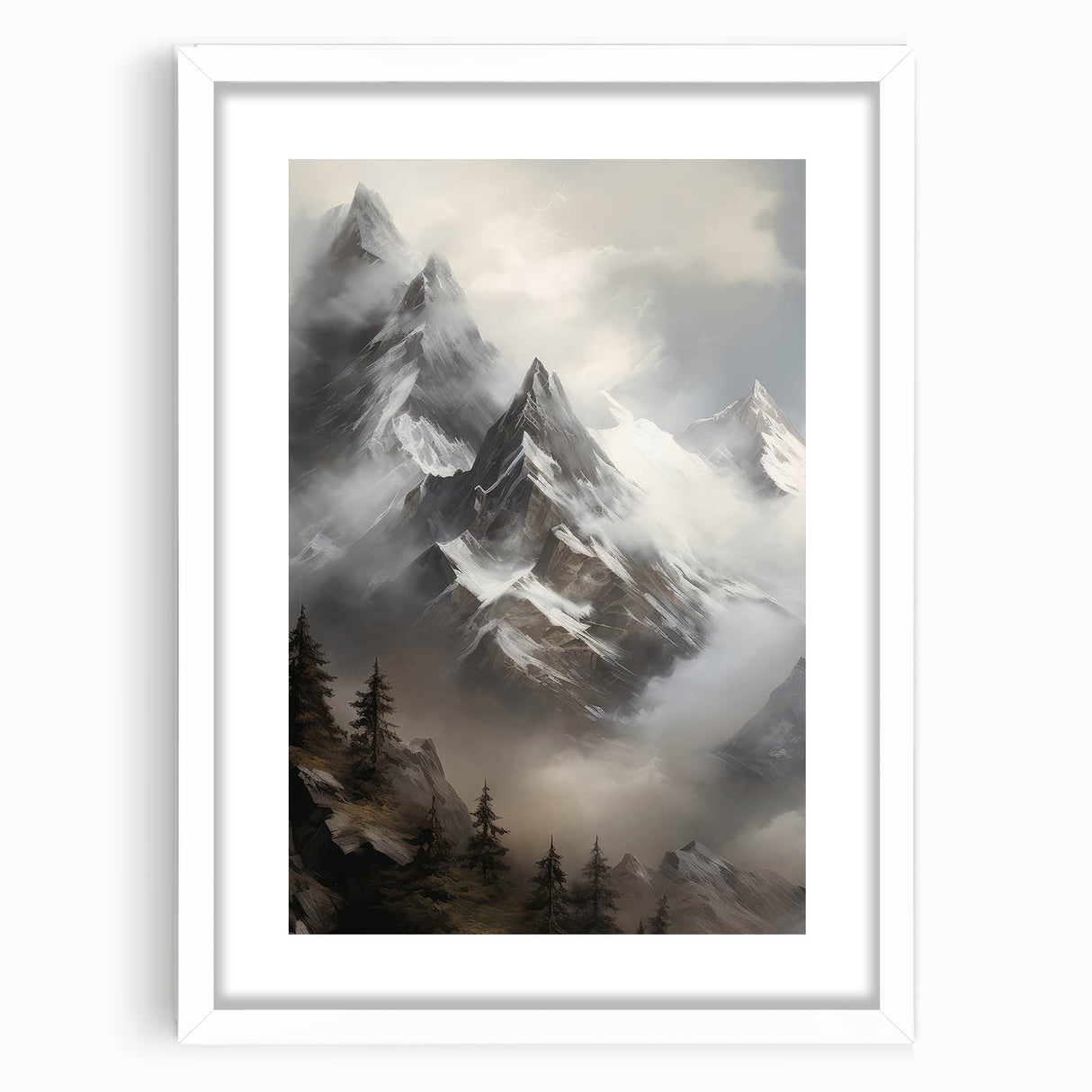 Misty Mountain Peaks – Vintage Landscape Wall Art for Nature Lovers