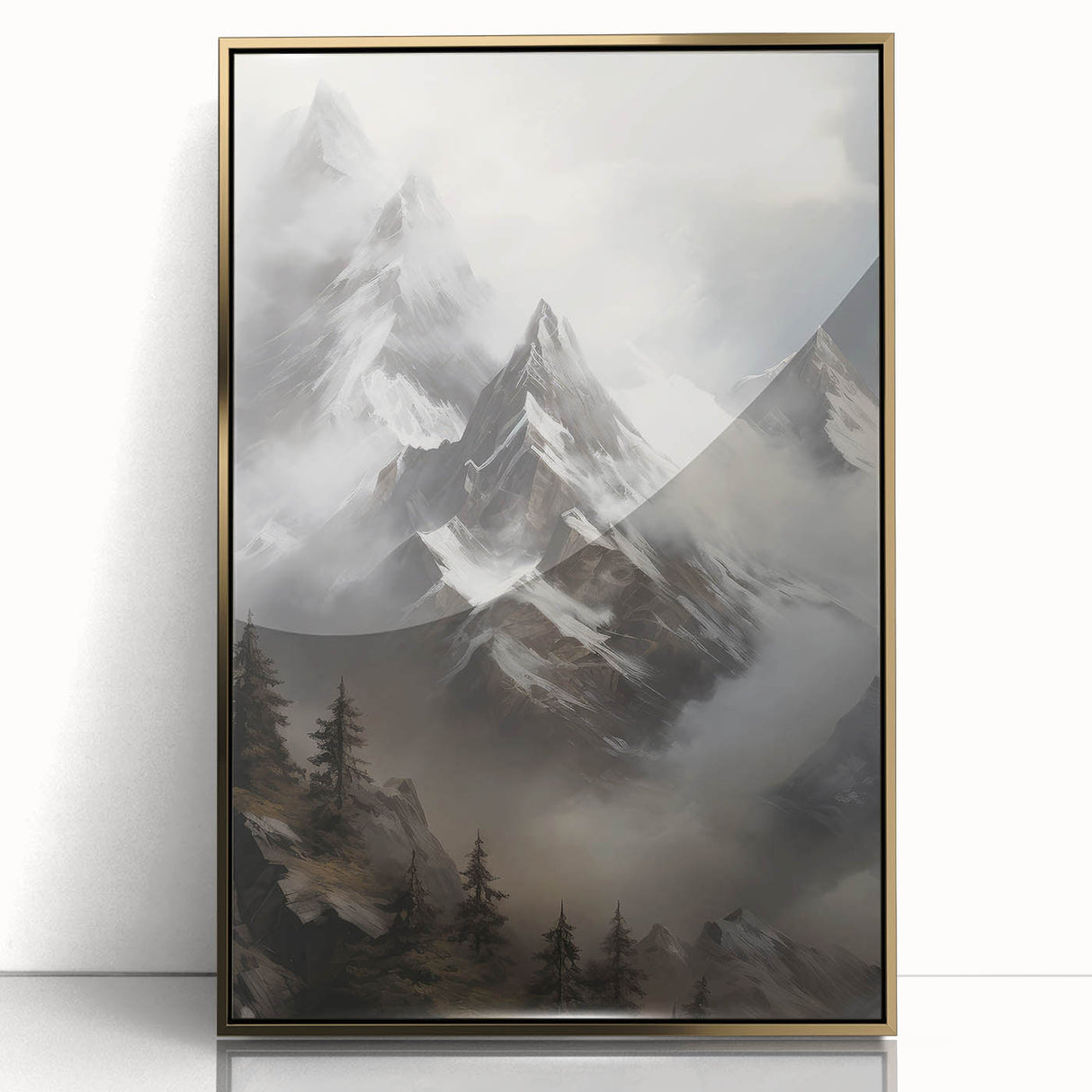 Misty Mountain Peaks – Vintage Landscape Wall Art for Nature Lovers