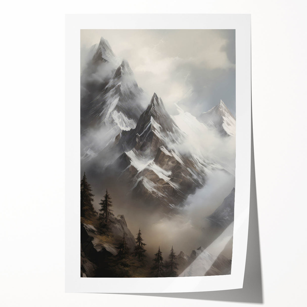 Misty Mountain Peaks – Vintage Landscape Wall Art for Nature Lovers