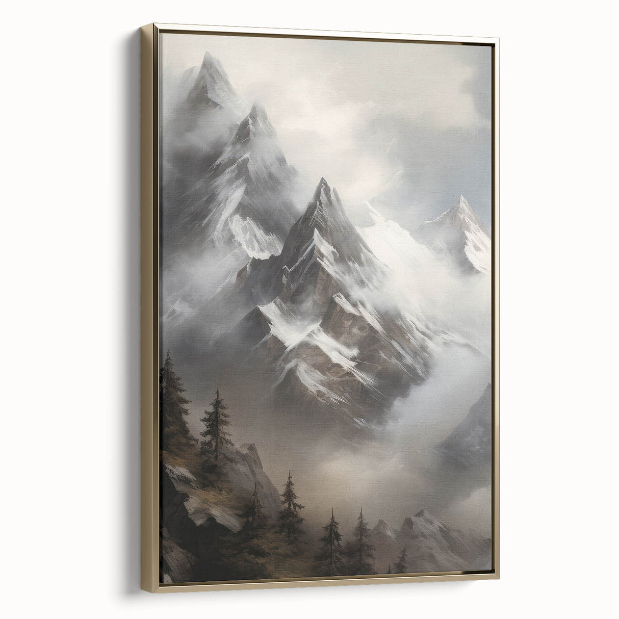 Misty Mountain Peaks – Vintage Landscape Wall Art for Nature Lovers