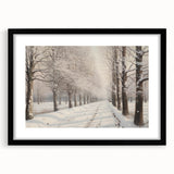 Vintage Landscape Art – Snowy Winter Pathway – Antique Winter Scene Wall Art