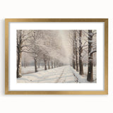 Vintage Landscape Art – Snowy Winter Pathway – Antique Winter Scene Wall Art