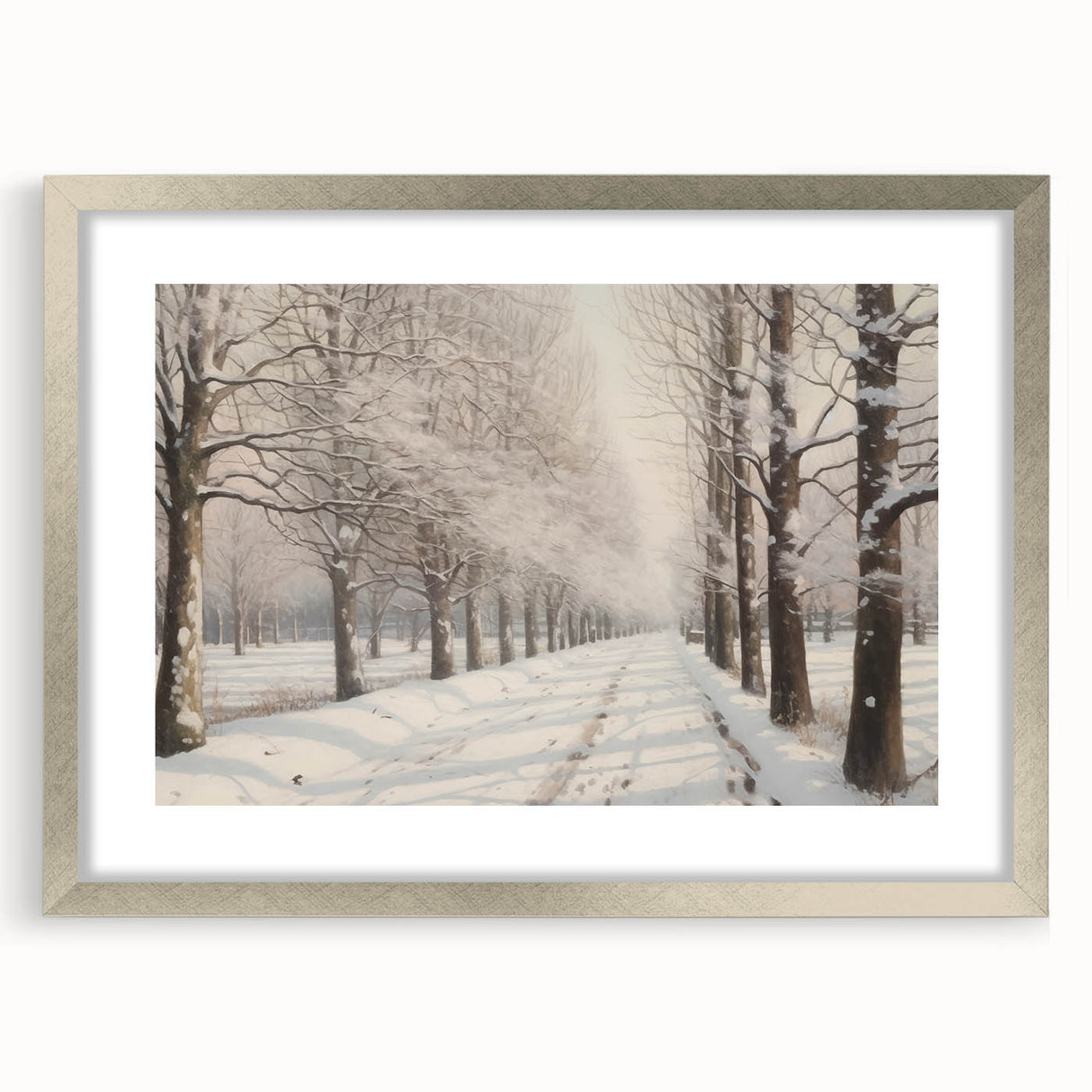 Vintage Landscape Art – Snowy Winter Pathway – Antique Winter Scene Wall Art