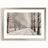 Vintage Landscape Art – Snowy Winter Pathway – Antique Winter Scene Wall Art