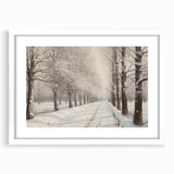 Vintage Landscape Art – Snowy Winter Pathway – Antique Winter Scene Wall Art