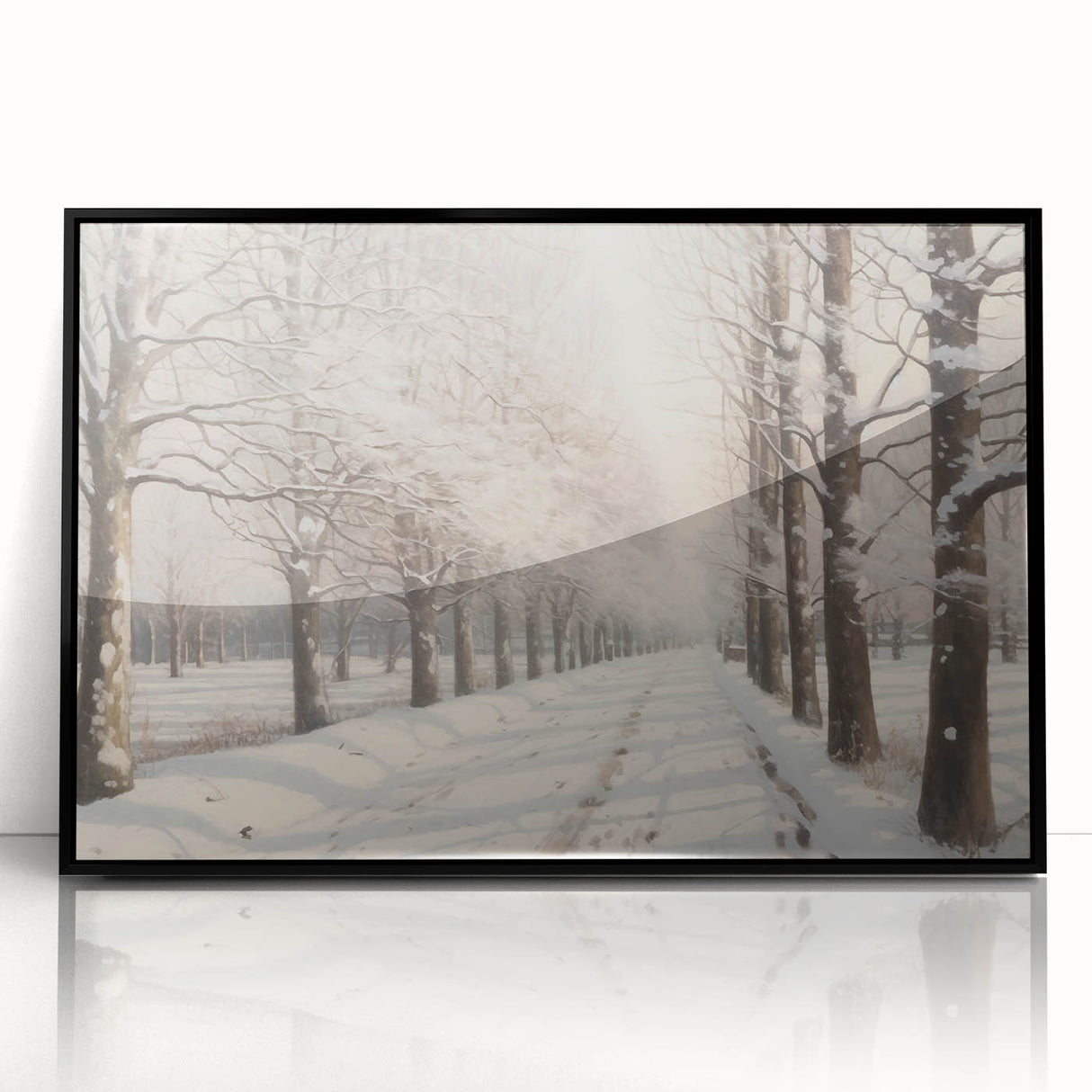 Vintage Landscape Art – Snowy Winter Pathway – Antique Winter Scene Wall Art