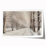 Vintage Landscape Art – Snowy Winter Pathway – Antique Winter Scene Wall Art