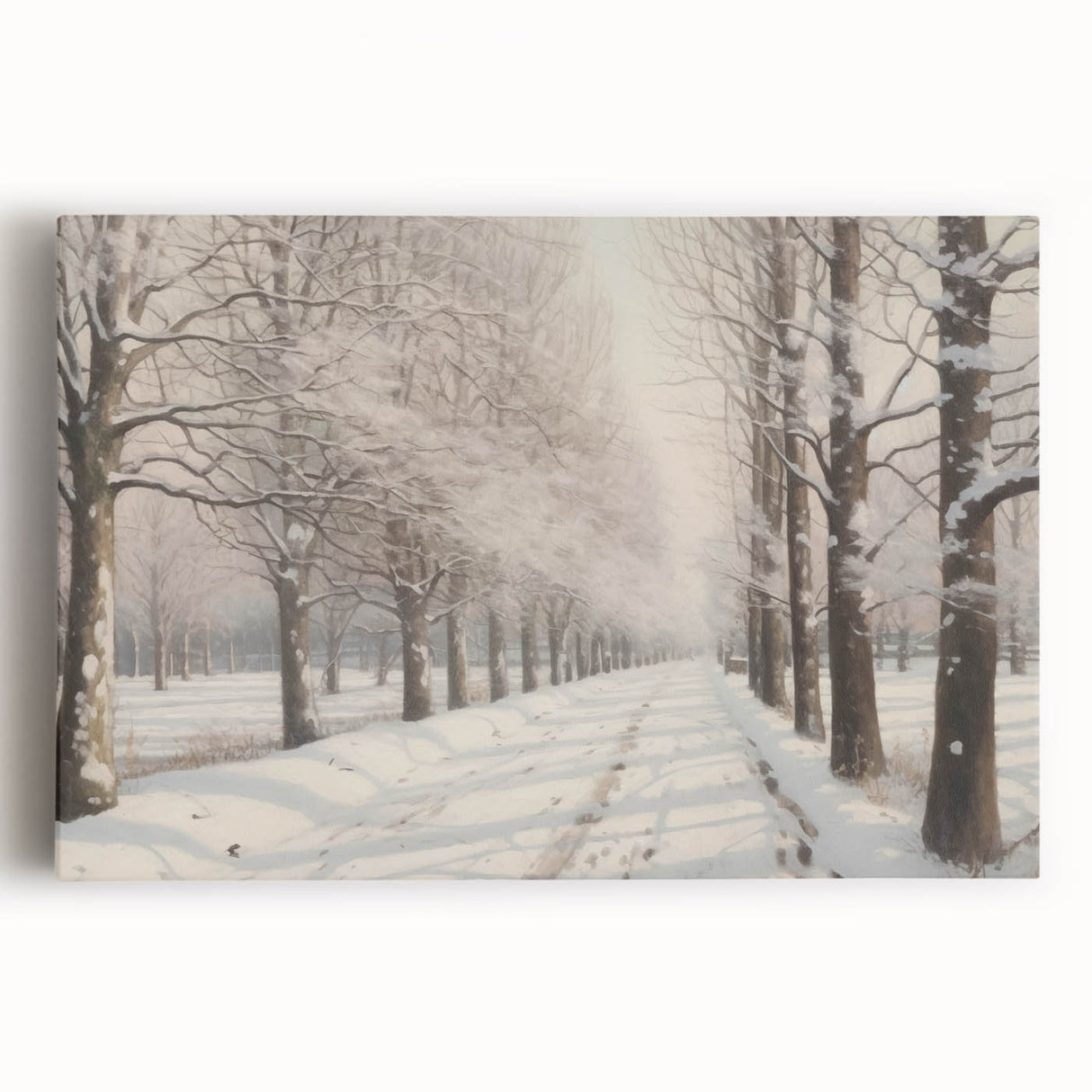 Vintage Landscape Art – Snowy Winter Pathway – Antique Winter Scene Wall Art