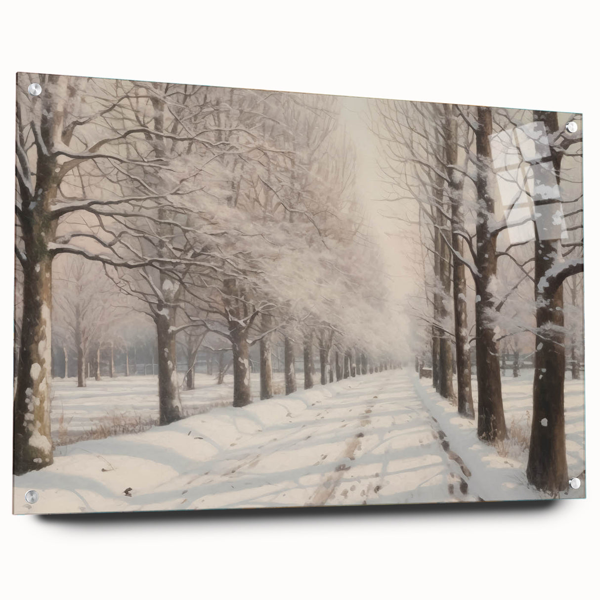 Vintage Landscape Art – Snowy Winter Pathway – Antique Winter Scene Wall Art