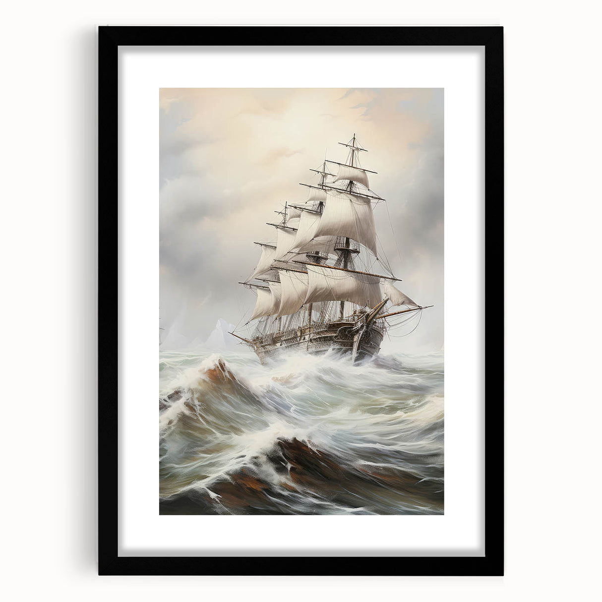 Vintage Tall Ship in Storm – Classic Maritime Wall Art