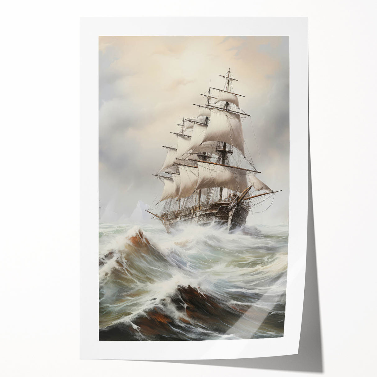 Vintage Tall Ship in Storm – Classic Maritime Wall Art
