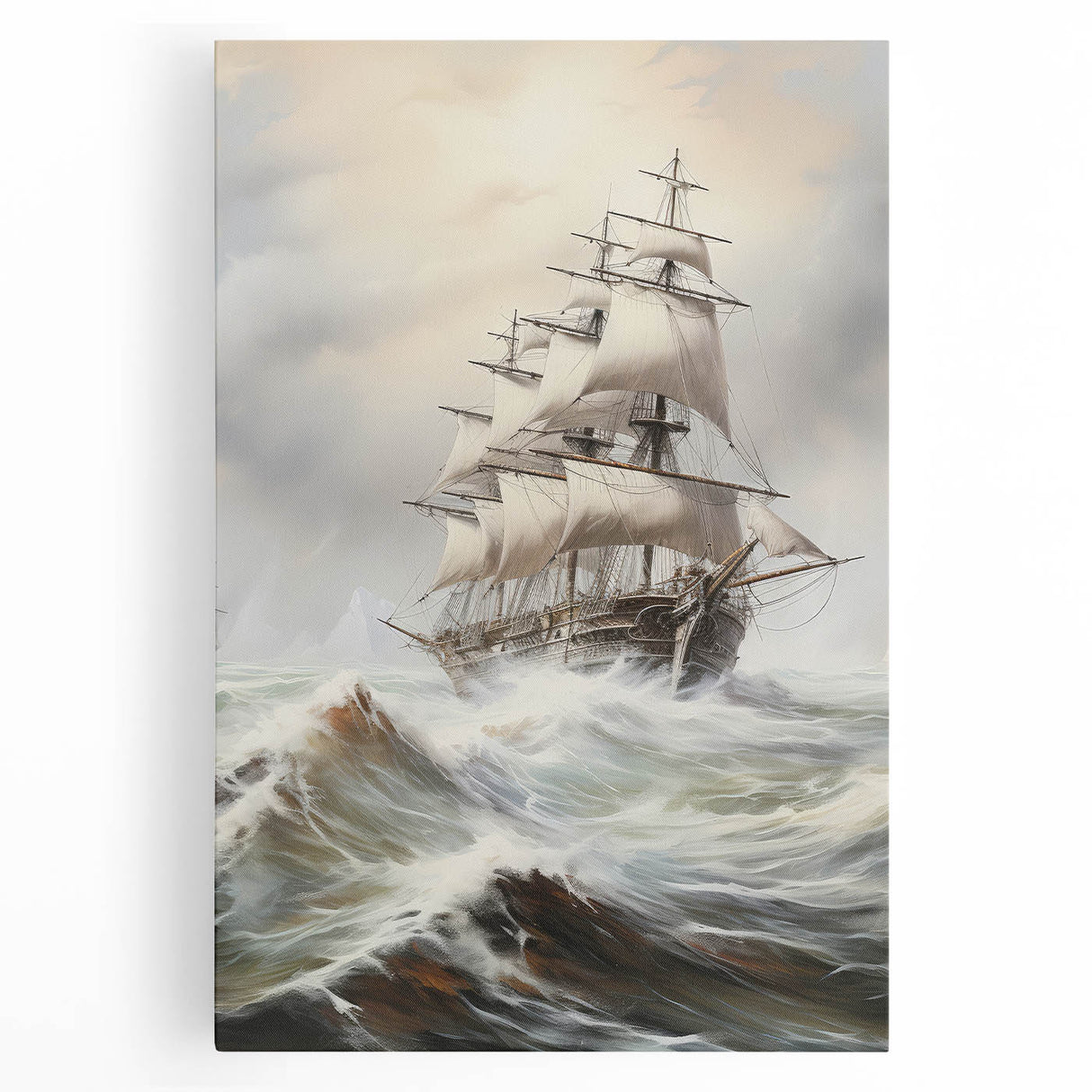 Vintage Tall Ship in Storm – Classic Maritime Wall Art