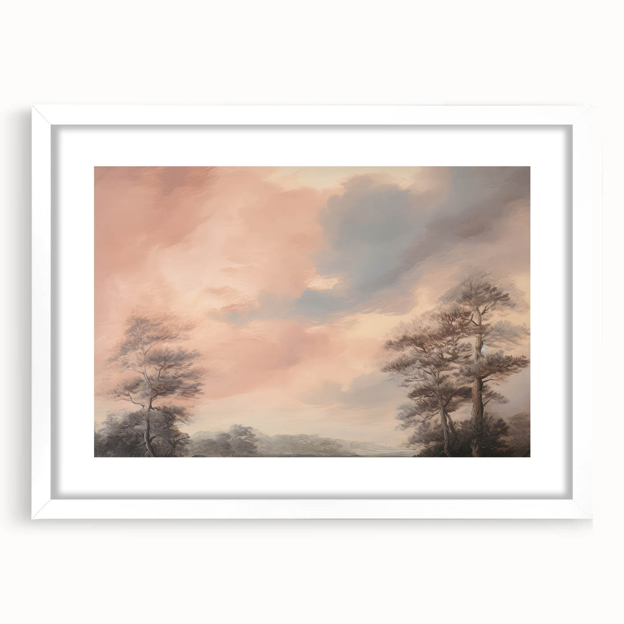 Vintage Landscape Art - Serene Sky and Trees