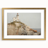 Vintage Landscape Art - Lighthouse on Rocky Coast