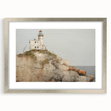 Vintage Landscape Art - Lighthouse on Rocky Coast