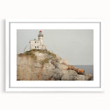 Vintage Landscape Art - Lighthouse on Rocky Coast