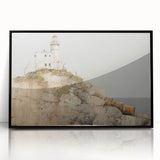 Vintage Landscape Art - Lighthouse on Rocky Coast