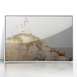 Vintage Landscape Art - Lighthouse on Rocky Coast