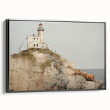 Vintage Landscape Art - Lighthouse on Rocky Coast