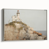 Vintage Landscape Art - Lighthouse on Rocky Coast