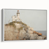 Vintage Landscape Art - Lighthouse on Rocky Coast
