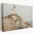 Vintage Landscape Art - Lighthouse on Rocky Coast