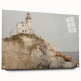 Vintage Landscape Art - Lighthouse on Rocky Coast