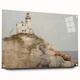 Vintage Landscape Art - Lighthouse on Rocky Coast