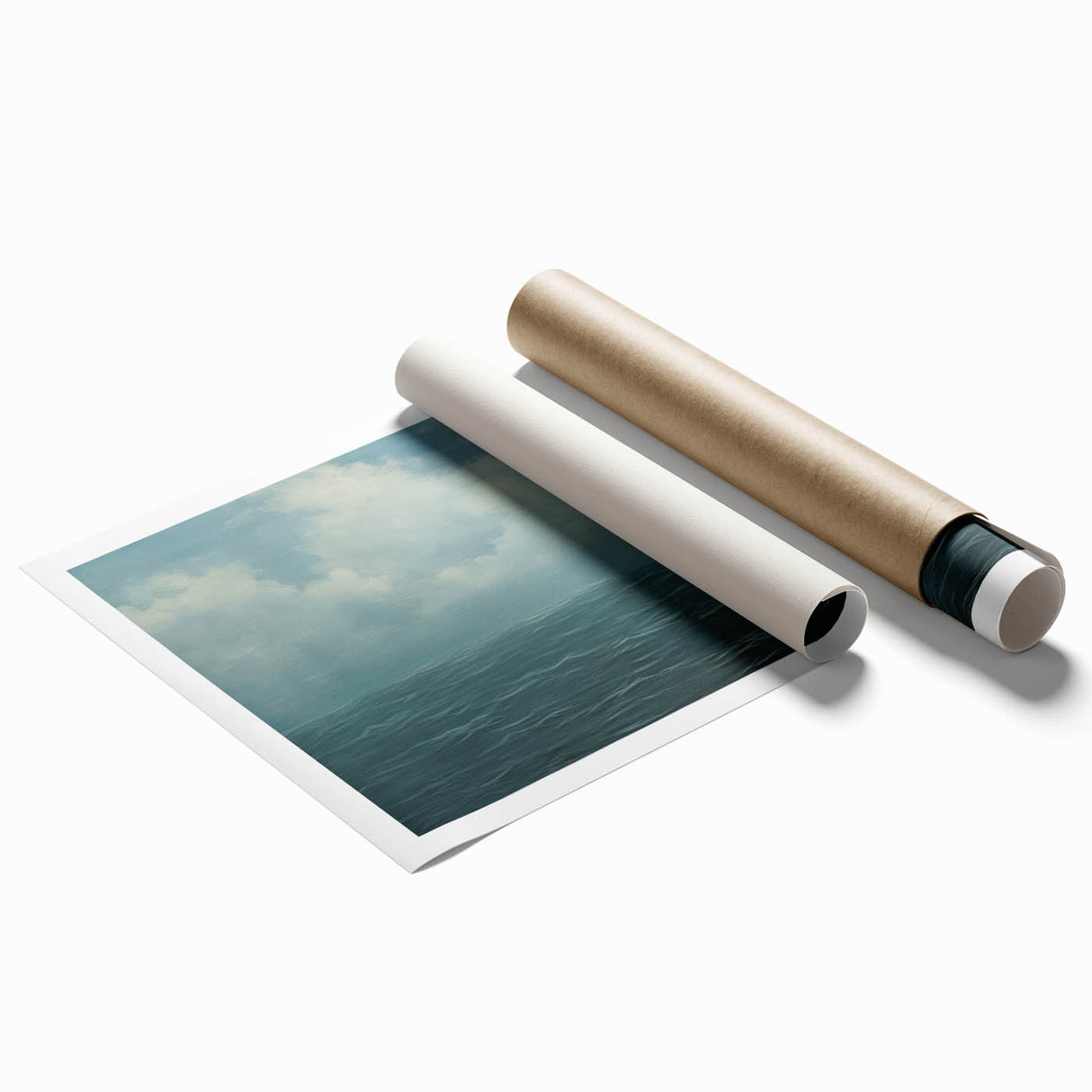Vintage Landscape Art - Calm Ocean and Sky