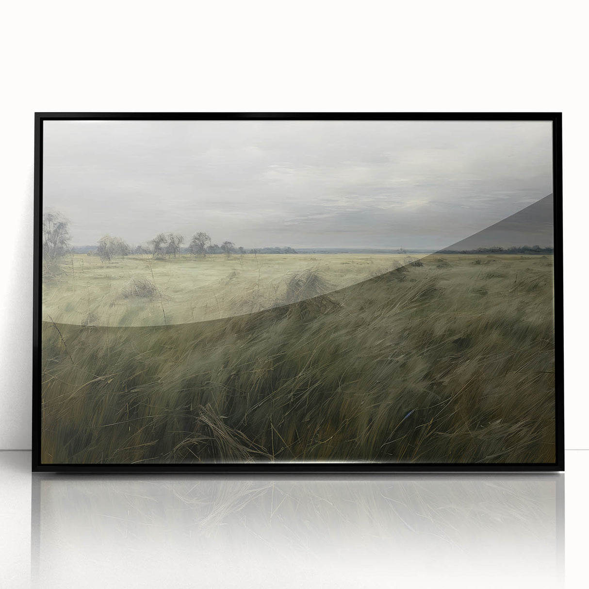 Vintage Landscape Art - Windy Grassland Scene