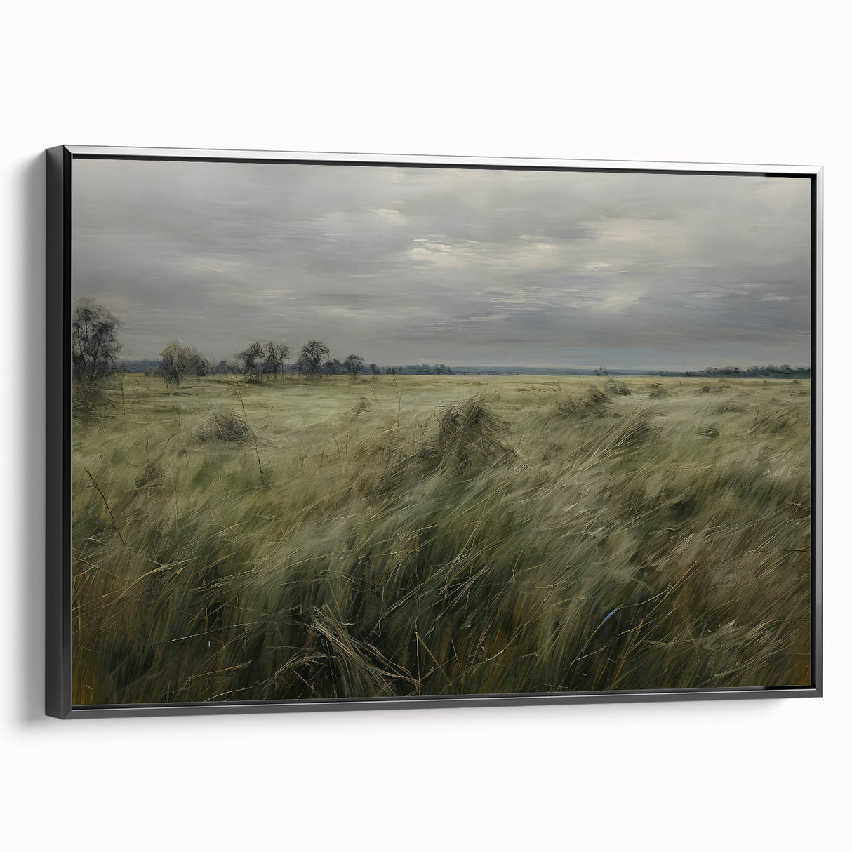 Vintage Landscape Art - Windy Grassland Scene