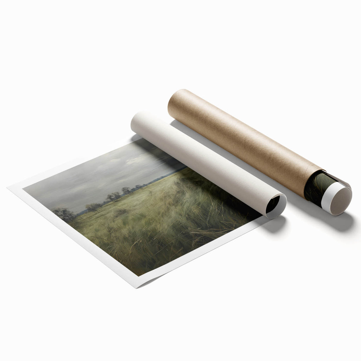 Vintage Landscape Art - Windy Grassland Scene