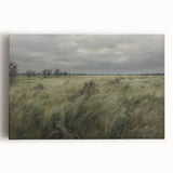 Vintage Landscape Art - Windy Grassland Scene